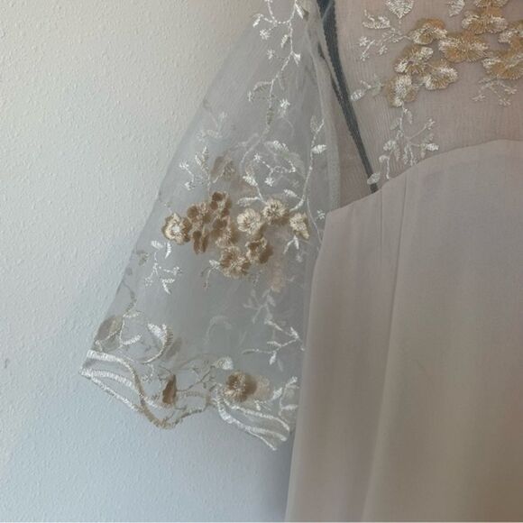 Shein Button Down Blouse Embroidered Lace Sleeves - Picture 3 of 8